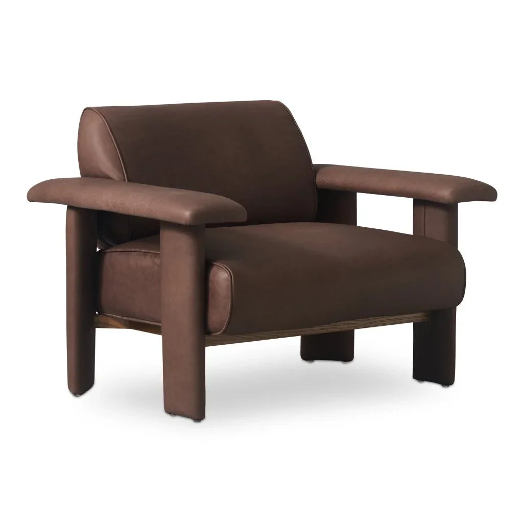 Marcello Full Aniline Leather Lounge Chair - LOOMLAN - Moe's Home - Club Chairs