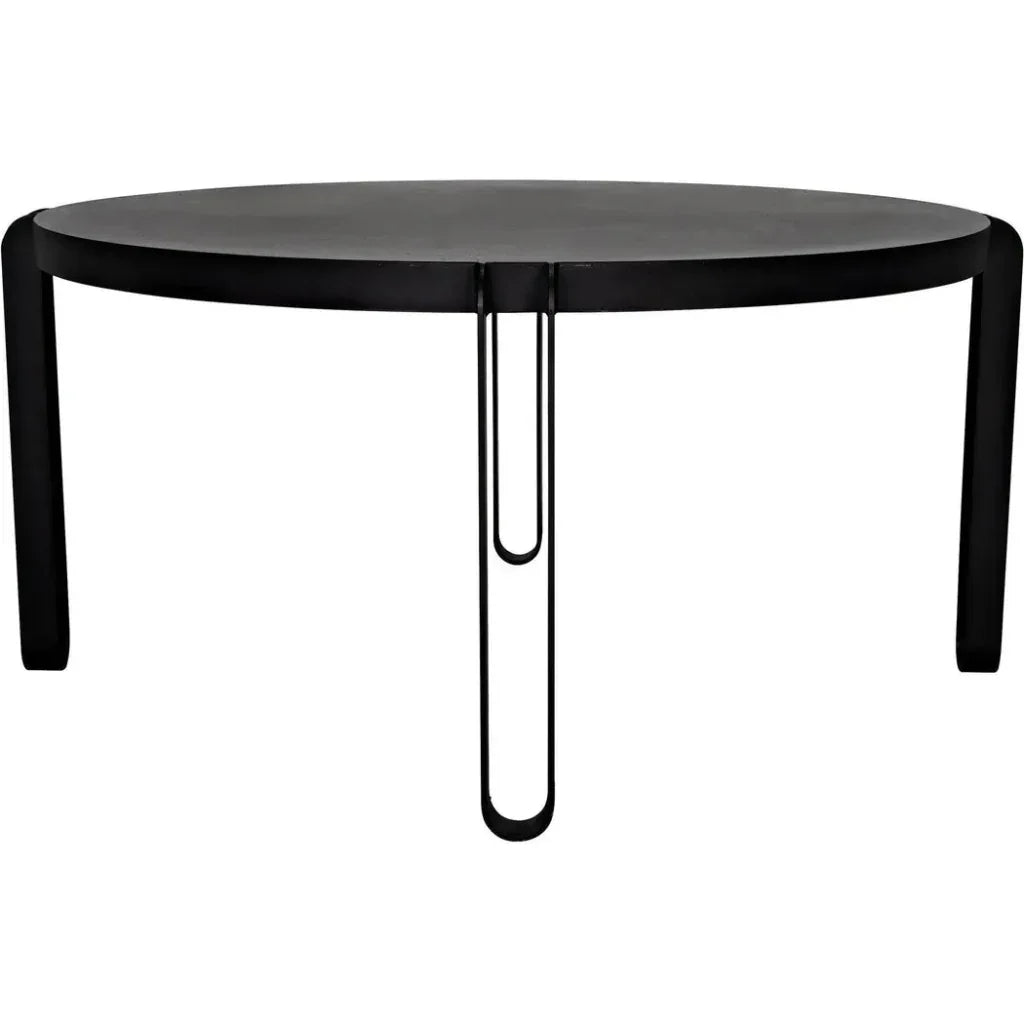 Marcellus Dining Table, 63", Black Metal-Dining Tables-Noir-LOOMLAN