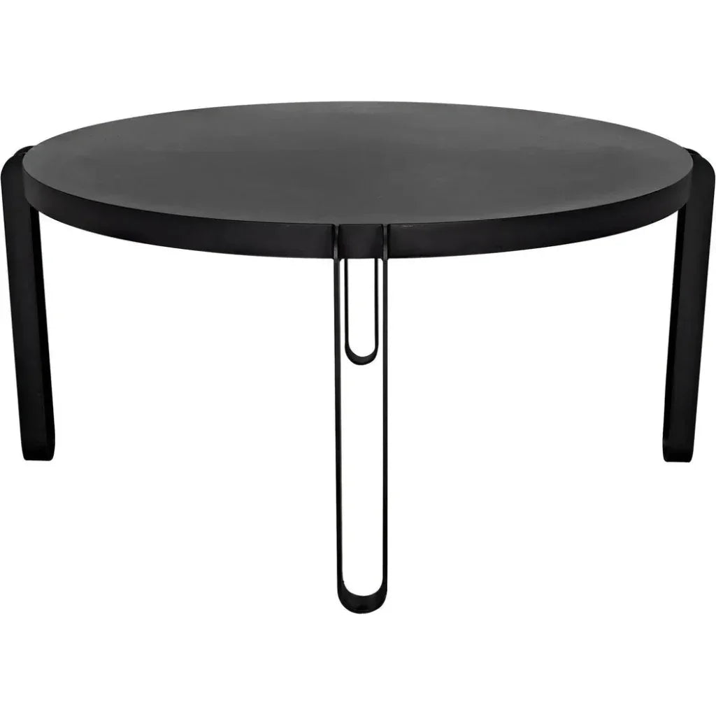 Marcellus Dining Table, 63", Black Metal-Dining Tables-Noir-LOOMLAN