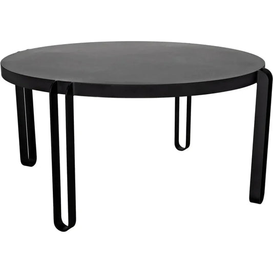 Marcellus Dining Table, 63", Black Metal-Dining Tables-Noir-LOOMLAN