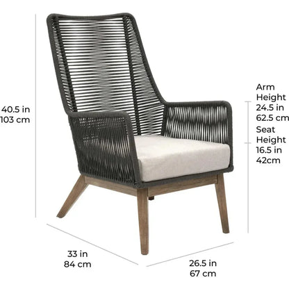 Marco Polo Lounge Chair - Grey Outdoor Lounge Chair-Outdoor Lounge Chairs-Seasonal Living-LOOMLAN
