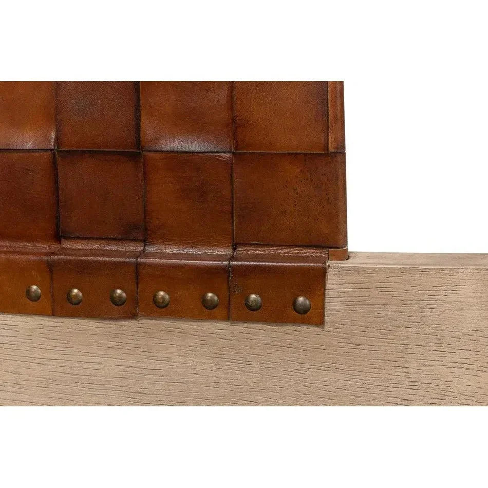 Marcus King Bed Frame Brown Leather - LOOMLAN - Sarreid - Beds