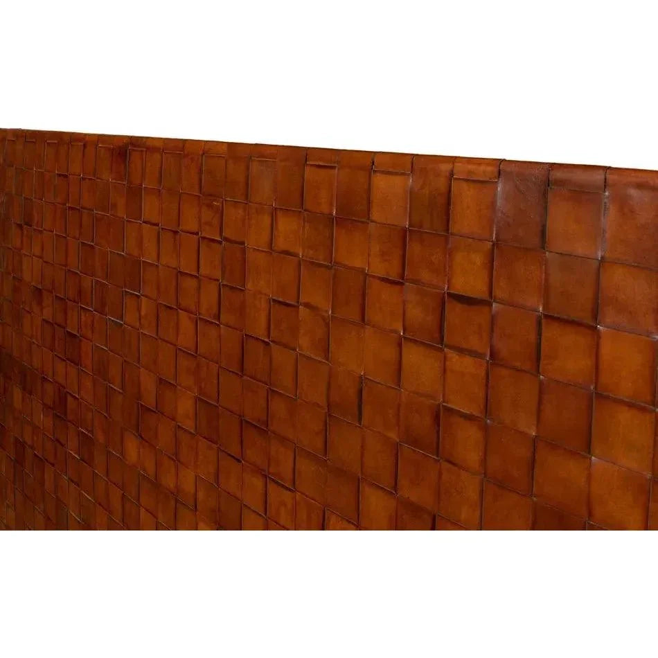 Marcus King Bed Frame Brown Leather - LOOMLAN - Sarreid - Beds