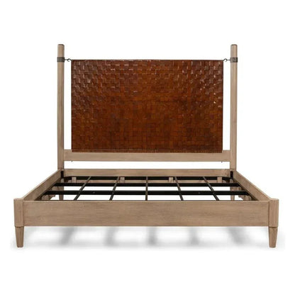 Marcus King Bed Frame Brown Leather - LOOMLAN - Sarreid - Beds