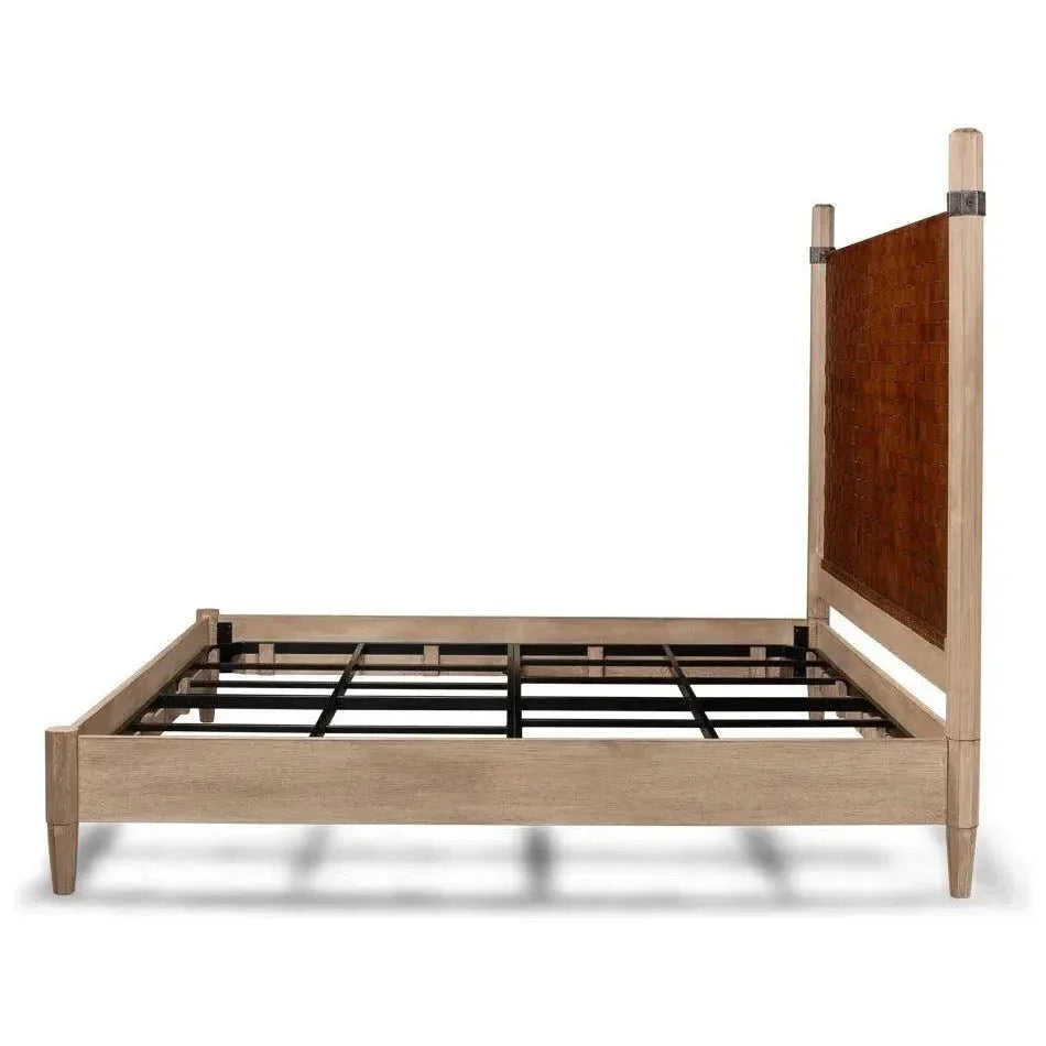 Marcus King Bed Frame Brown Leather - LOOMLAN - Sarreid - Beds