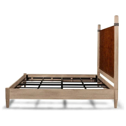 Marcus King Bed Frame Brown Leather - LOOMLAN - Sarreid - Beds