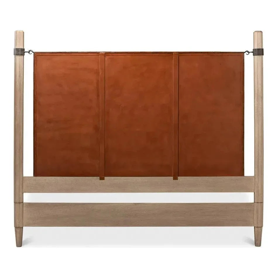 Marcus King Bed Frame Brown Leather - LOOMLAN - Sarreid - Beds