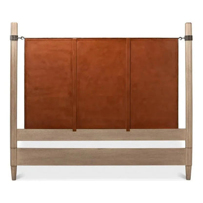 Marcus King Bed Frame Brown Leather - LOOMLAN - Sarreid - Beds