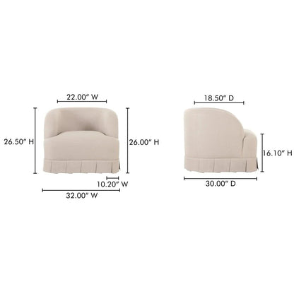 Maren Beige Pleat Design Swivel Chair - LOOMLAN - Moe's Home - Club Chairs