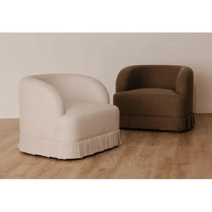 Maren Wood Beige Armless Swivel Chair - LOOMLAN - Moe's Home - Club Chairs