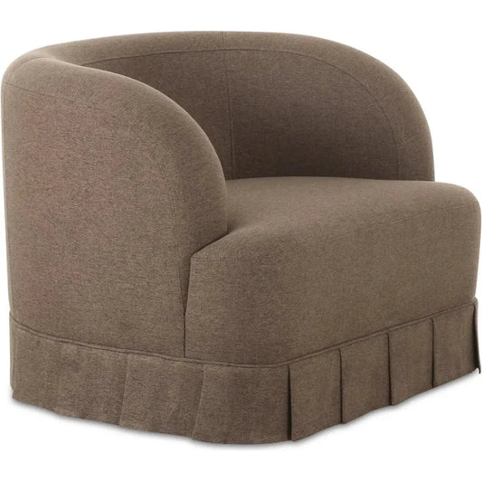 Maren Wood Beige Armless Swivel Chair - LOOMLAN - Moe's Home - Club Chairs