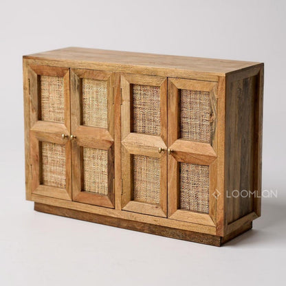 Marentha Four Doors Natural Wooden Sideboard