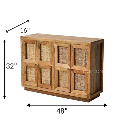 Marentha Four Doors Natural Wooden Sideboard