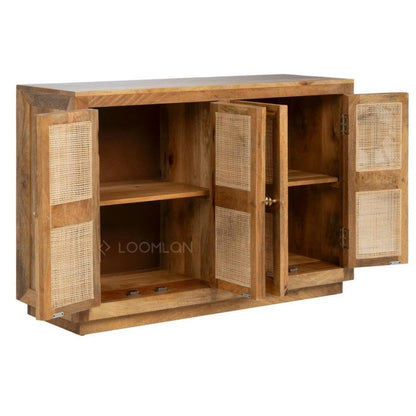 Marentha Four Doors Natural Wooden Sideboard