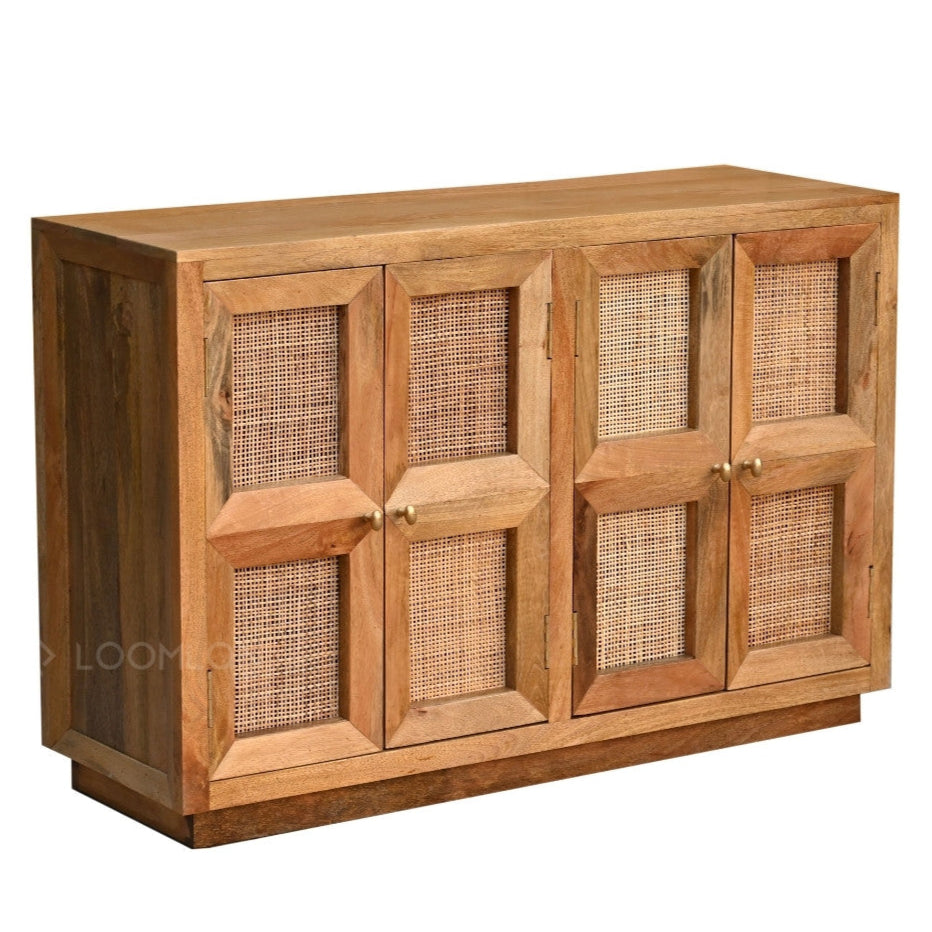 Marentha Four Doors Natural Wooden Sideboard