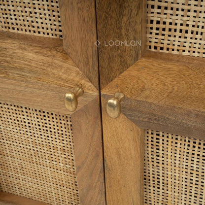 Marentha Six Doors Natural Wooden Sideboard