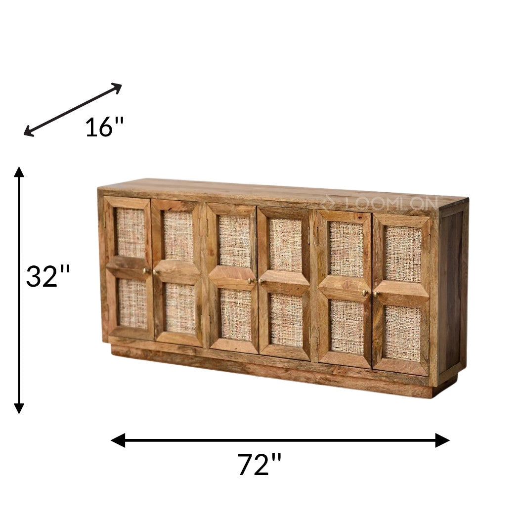 Marentha Six Doors Natural Wooden Sideboard