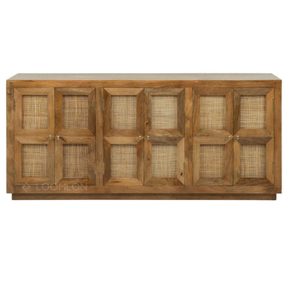 Marentha Six Doors Natural Wooden Sideboard