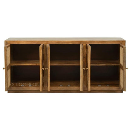 Marentha Six Doors Natural Wooden Sideboard