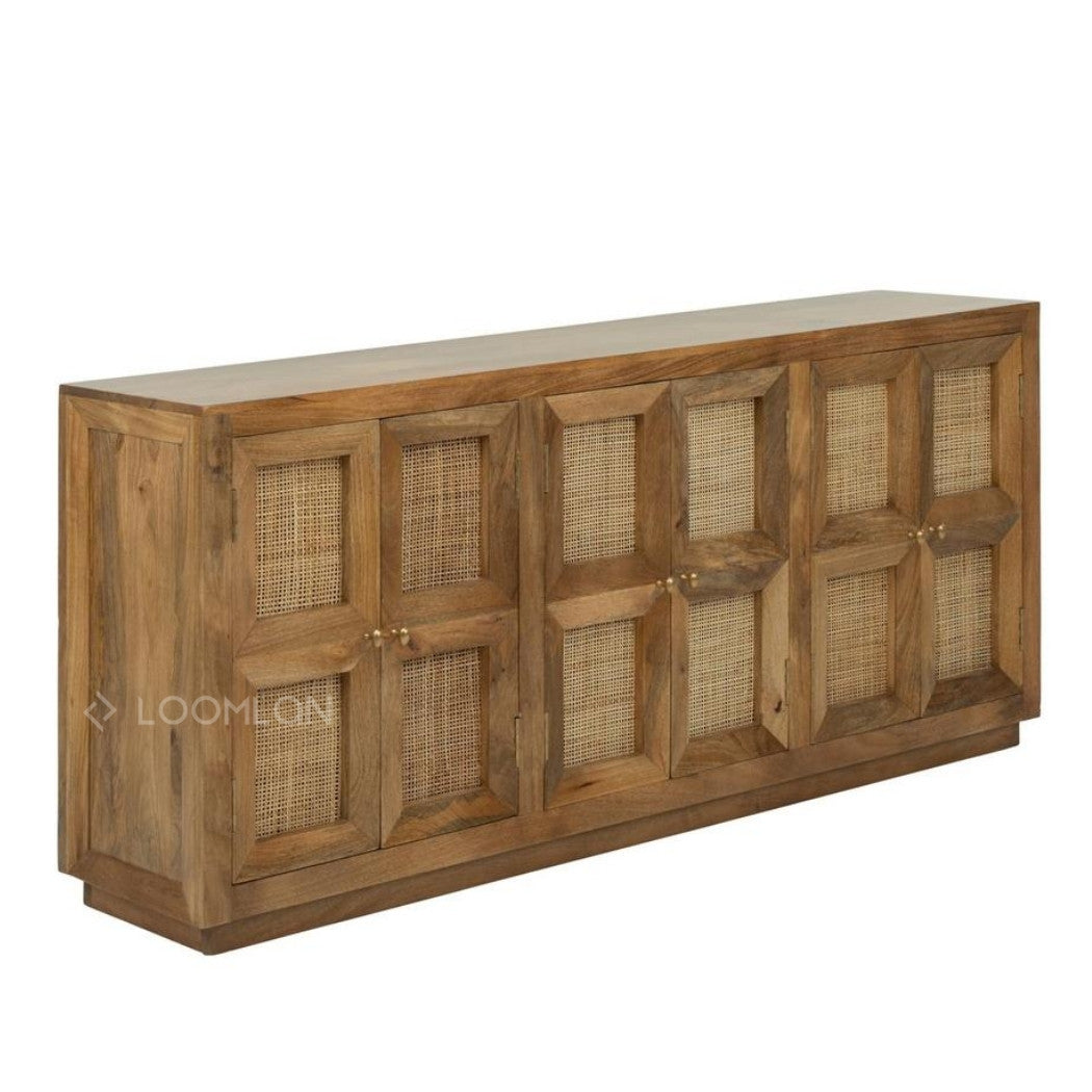 Marentha Six Doors Natural Wooden Sideboard