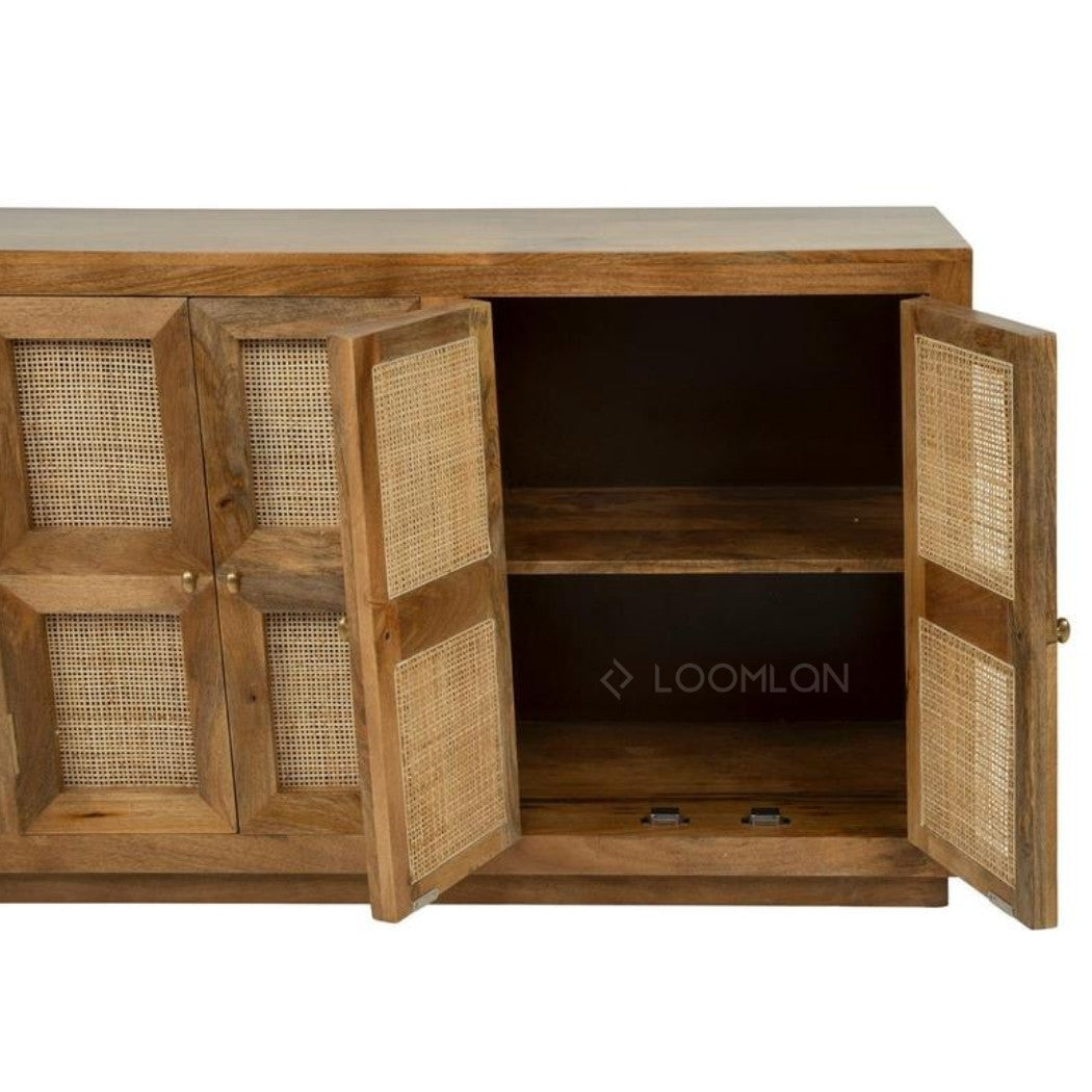 Marentha Six Doors Natural Wooden Sideboard