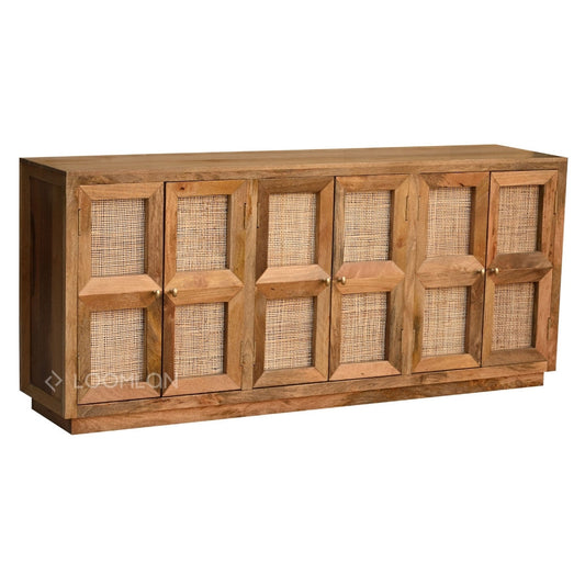 Marentha Six Doors Natural Wooden Sideboard