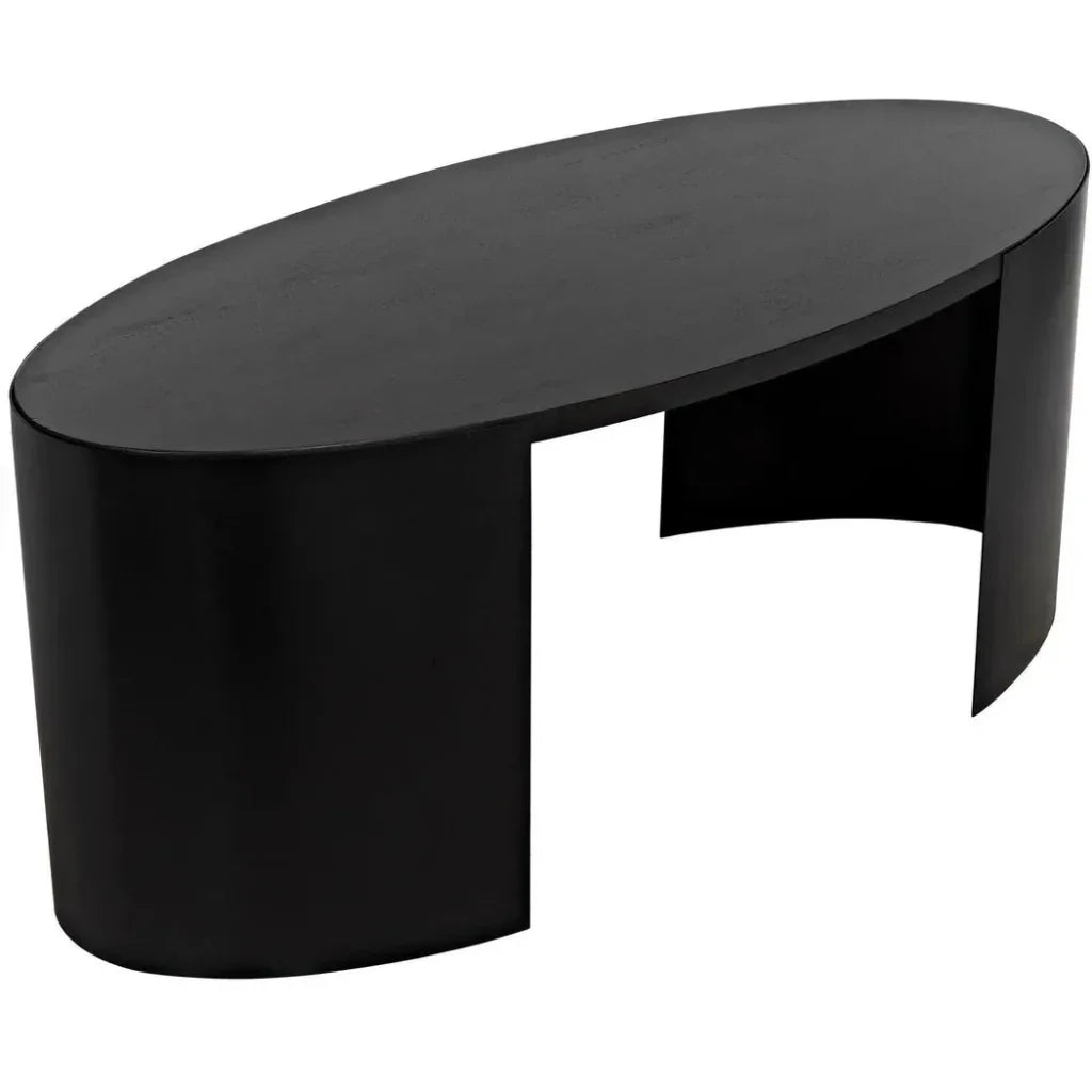 Marigold Desk, Ebony Walnut Wood Black Oval Desk-Home Office Desks-Noir-LOOMLAN