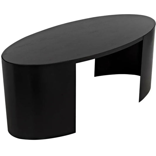 Marigold Desk, Ebony Walnut Wood Black Oval Desk-Home Office Desks-Noir-LOOMLAN
