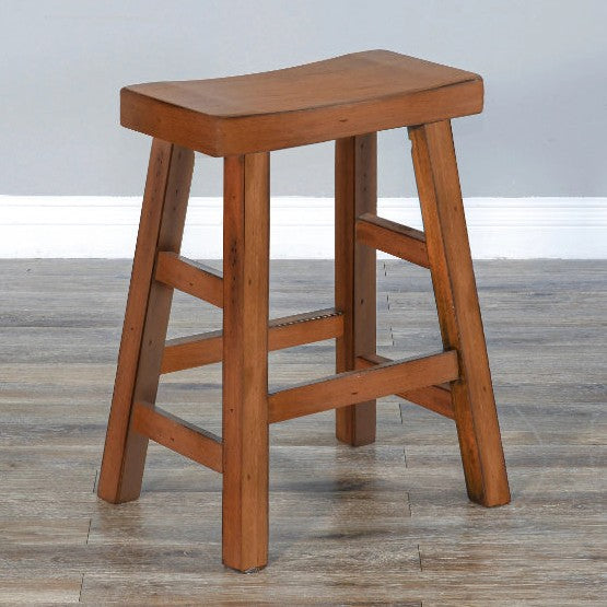 Marina Saddle Seat Wooden Counter Stool 2PC