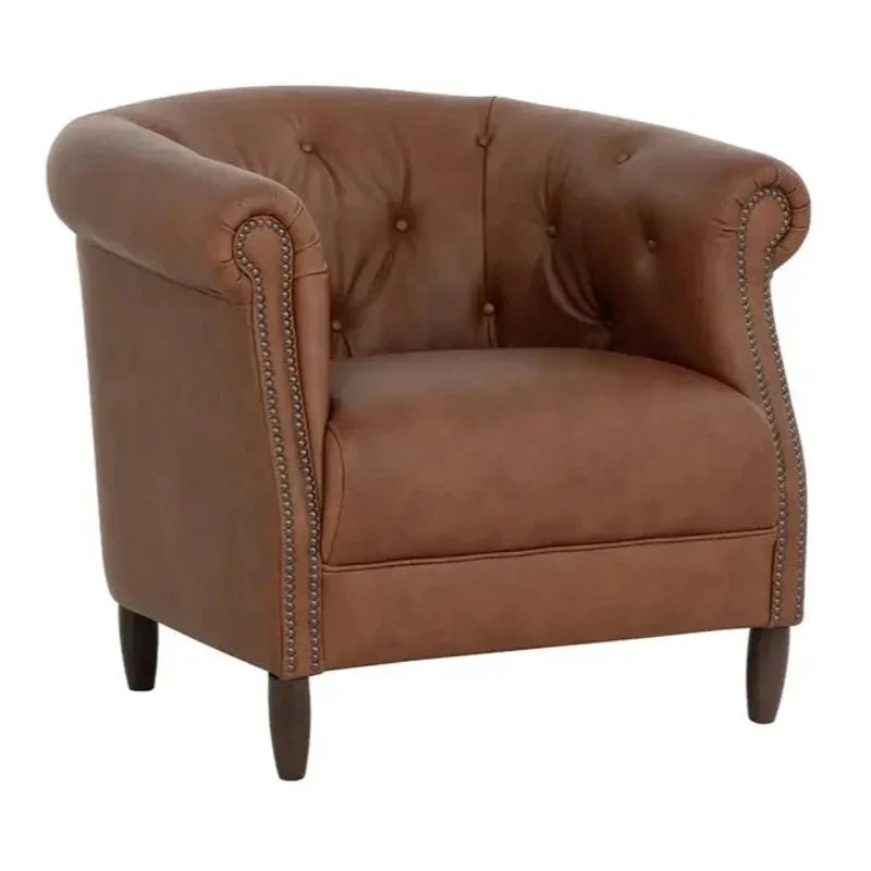 Marjorie Leather Lounge Chair-Lounge Chairs-SUNPAN-LOOMLAN