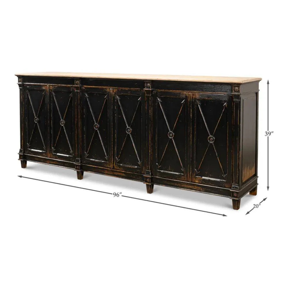 Marksman Extra Wide Sideboard Antique Ebony - LOOMLAN - Sarreid - Sideboards