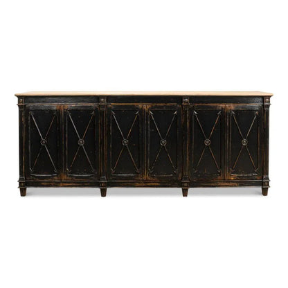 Marksman Extra Wide Sideboard Antique Ebony - LOOMLAN - Sarreid - Sideboards