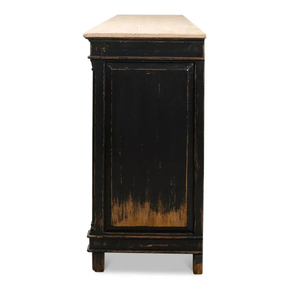 Marksman Extra Wide Sideboard Antique Ebony - LOOMLAN - Sarreid - Sideboards