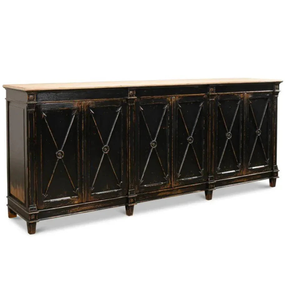Marksman Extra Wide Sideboard Antique Ebony - LOOMLAN - Sarreid - Sideboards