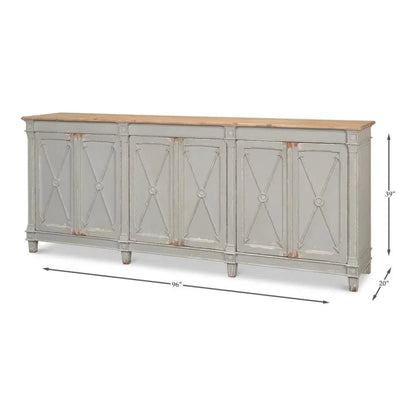 Marksman Sideboard Antique Muted Grey - LOOMLAN - Sarreid - Sideboards