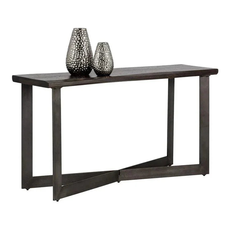 Marley Console Table Antique Gunmetal Iron Legs - LOOMLAN - SUNPAN - Console Tables