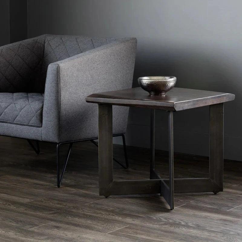 Marley Side Table Solid Wood Top & Iron Base - LOOMLAN - SUNPAN - Side Tables