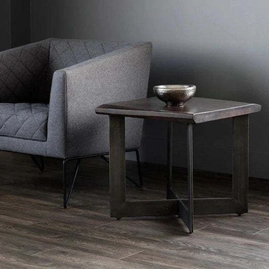 Marley Side Table Solid Wood Top & Iron Base - LOOMLAN - SUNPAN - Side Tables
