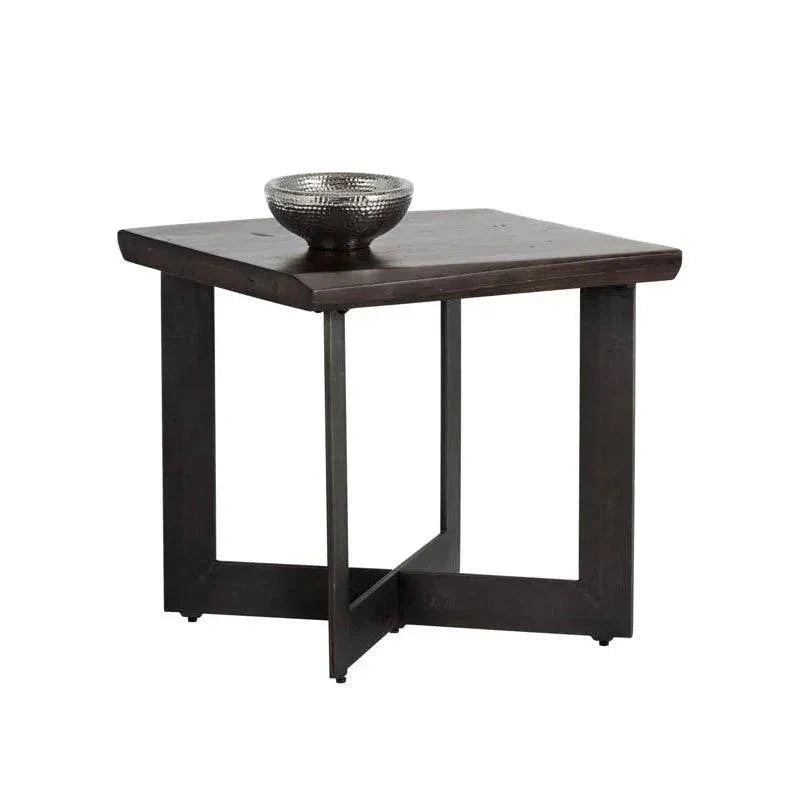 Marley Side Table Solid Wood Top & Iron Base - LOOMLAN - SUNPAN - Side Tables
