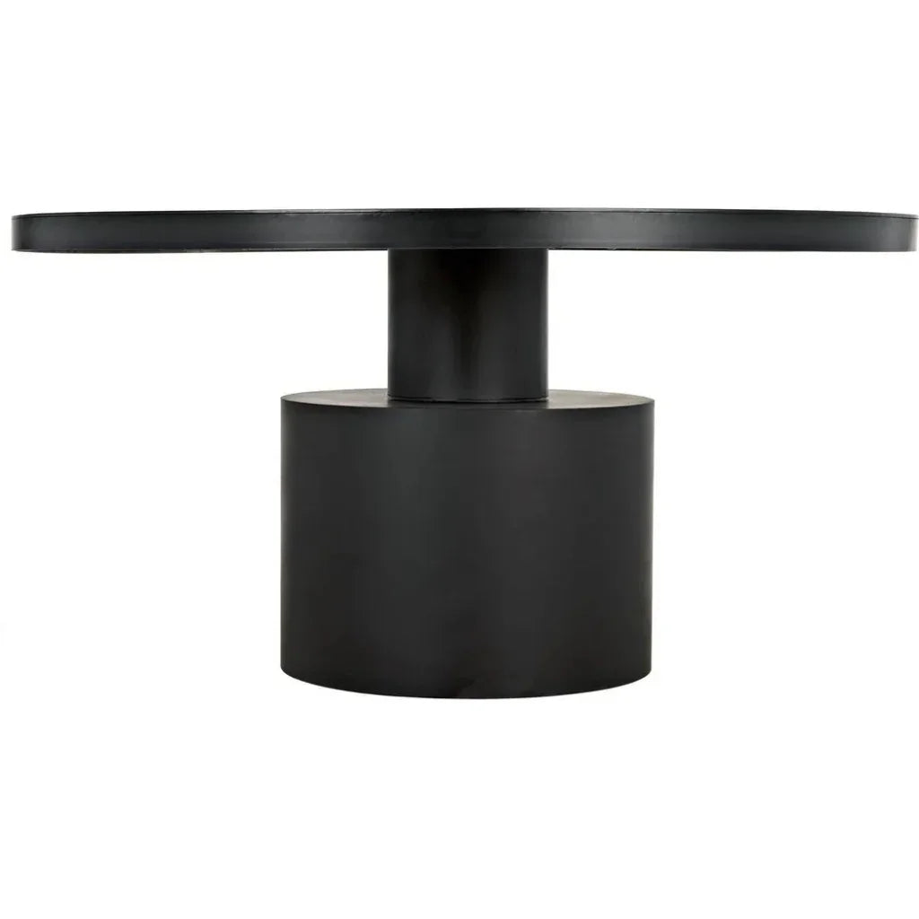 Marlow Black Steel Round Dining Table-Dining Tables-Noir-LOOMLAN