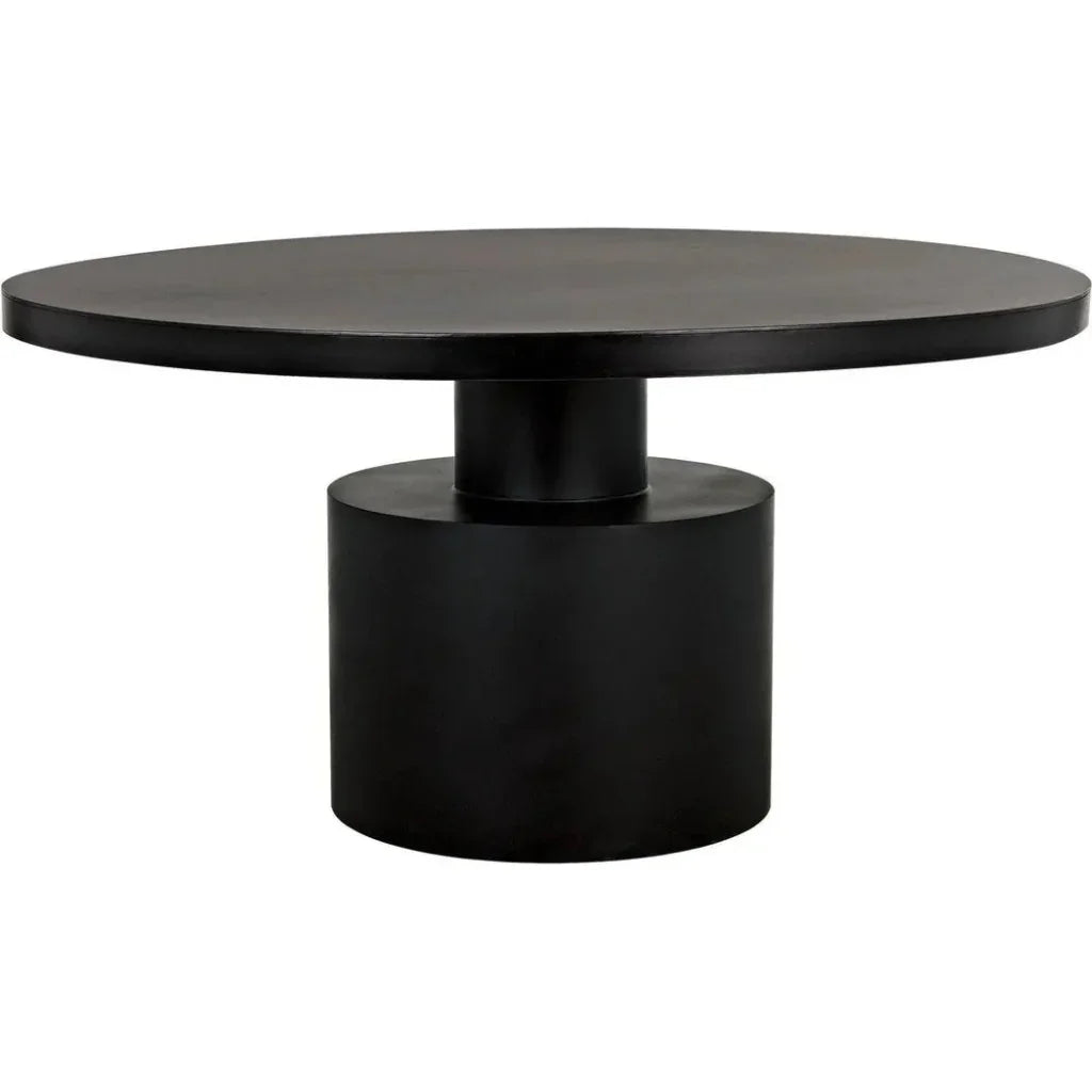 Marlow Black Steel Round Dining Table-Dining Tables-Noir-LOOMLAN