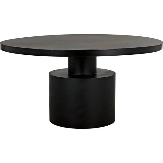 Marlow Black Steel Round Dining Table-Dining Tables-Noir-LOOMLAN