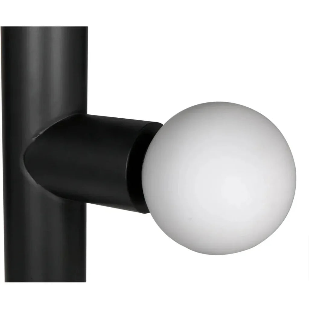 Marlowe Steel and Frosted Globe Floor Lamp-Floor Lamps-Noir-LOOMLAN