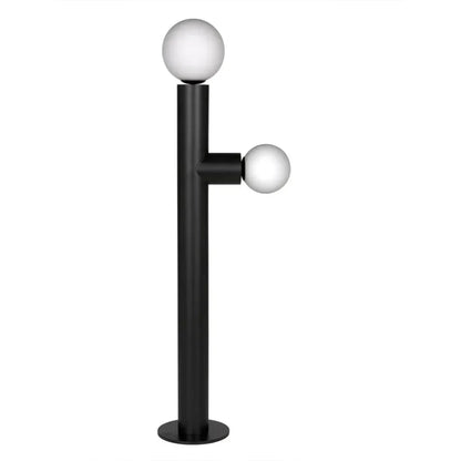 Marlowe Steel and Frosted Globe Floor Lamp-Floor Lamps-Noir-LOOMLAN
