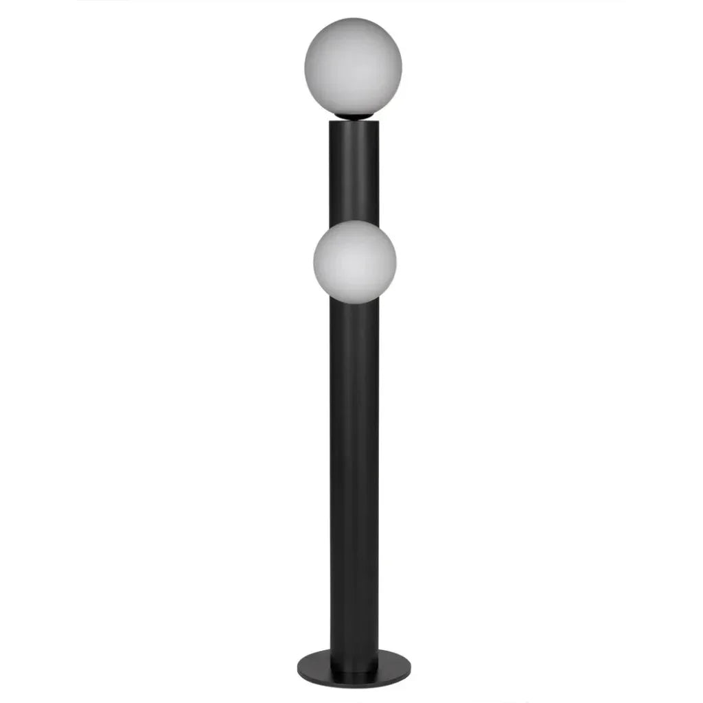 Marlowe Steel and Frosted Globe Floor Lamp-Floor Lamps-Noir-LOOMLAN
