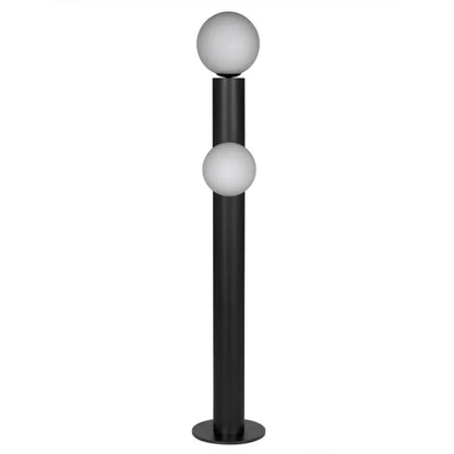 Marlowe Steel and Frosted Globe Floor Lamp-Floor Lamps-Noir-LOOMLAN