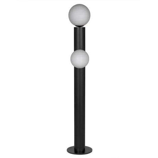 Marlowe Steel and Frosted Globe Floor Lamp-Floor Lamps-Noir-LOOMLAN