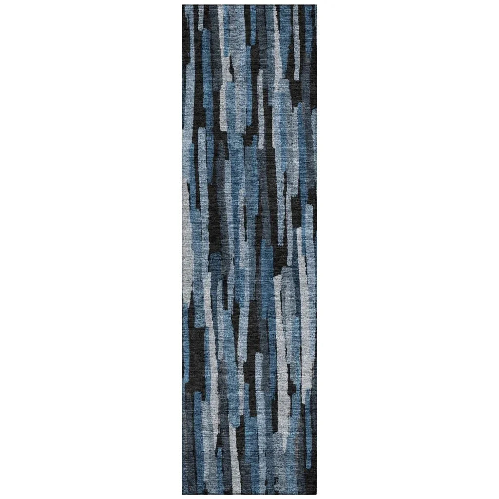 Marrah Blue Washable Indoor-Outdoor Rug-Outdoor Rugs-LOOMLAN Rugs-2'3" x 7'6"-LOOMLAN