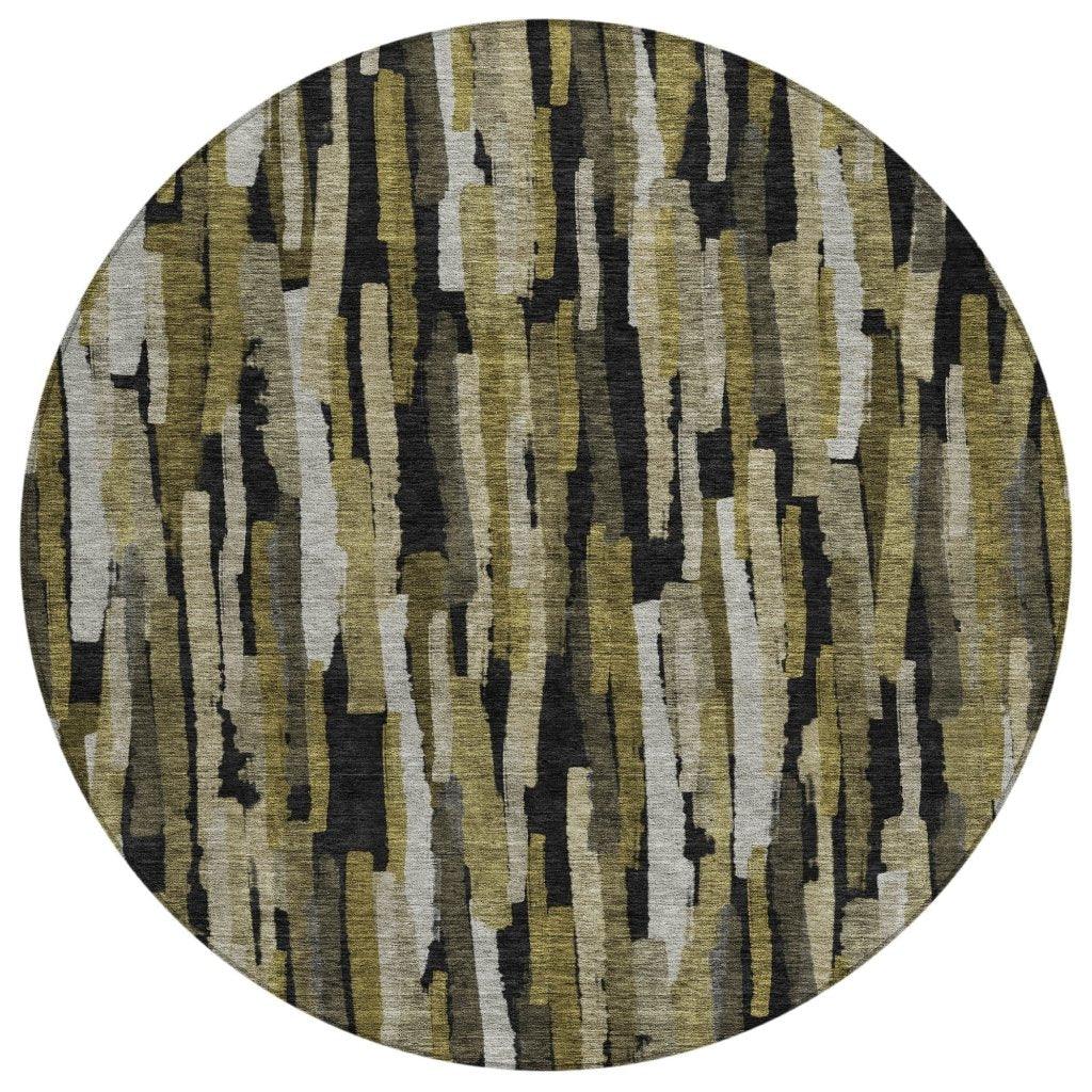 Marrah Brown Washable Indoor-Outdoor Rug-Outdoor Rugs-LOOMLAN Rugs-8' x 8'-LOOMLAN