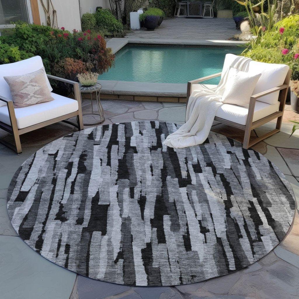 Marrah Gray Washable Indoor-Outdoor Rug-Outdoor Rugs-LOOMLAN Rugs-LOOMLAN